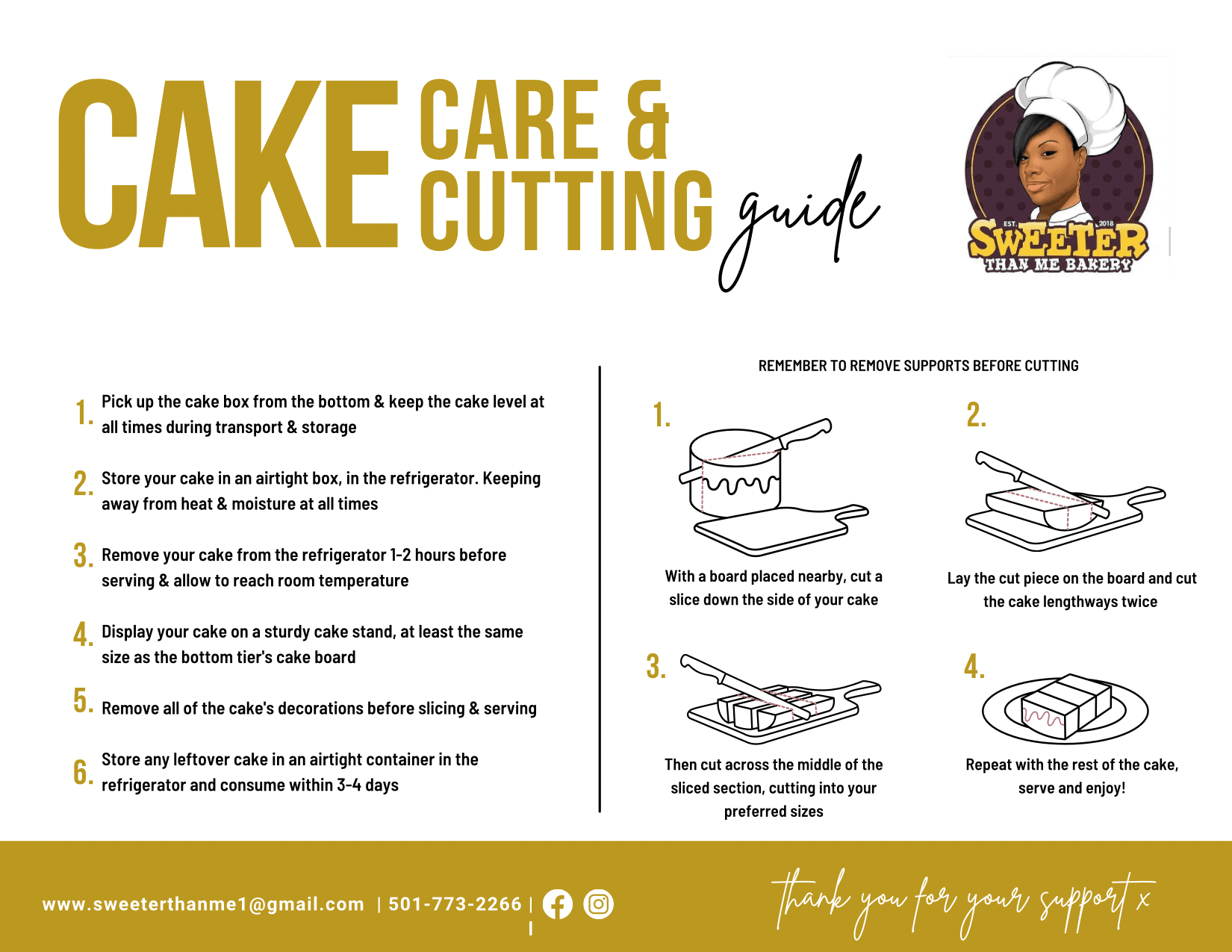 Cake Care & Cutting Guide